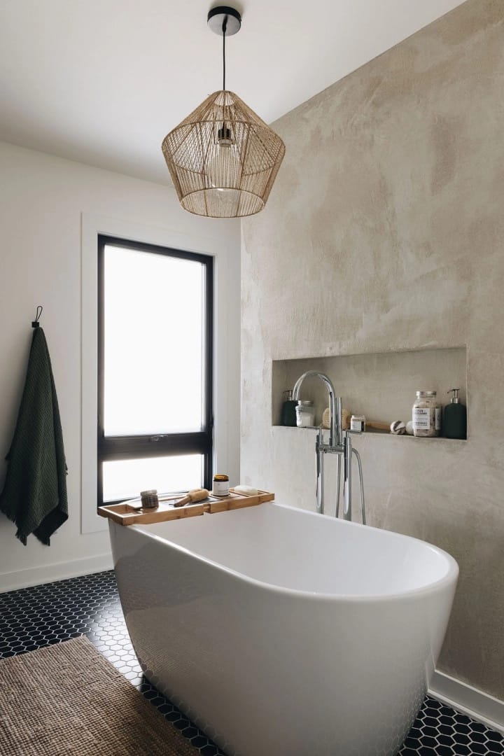 Salle de bain en microbéton beige